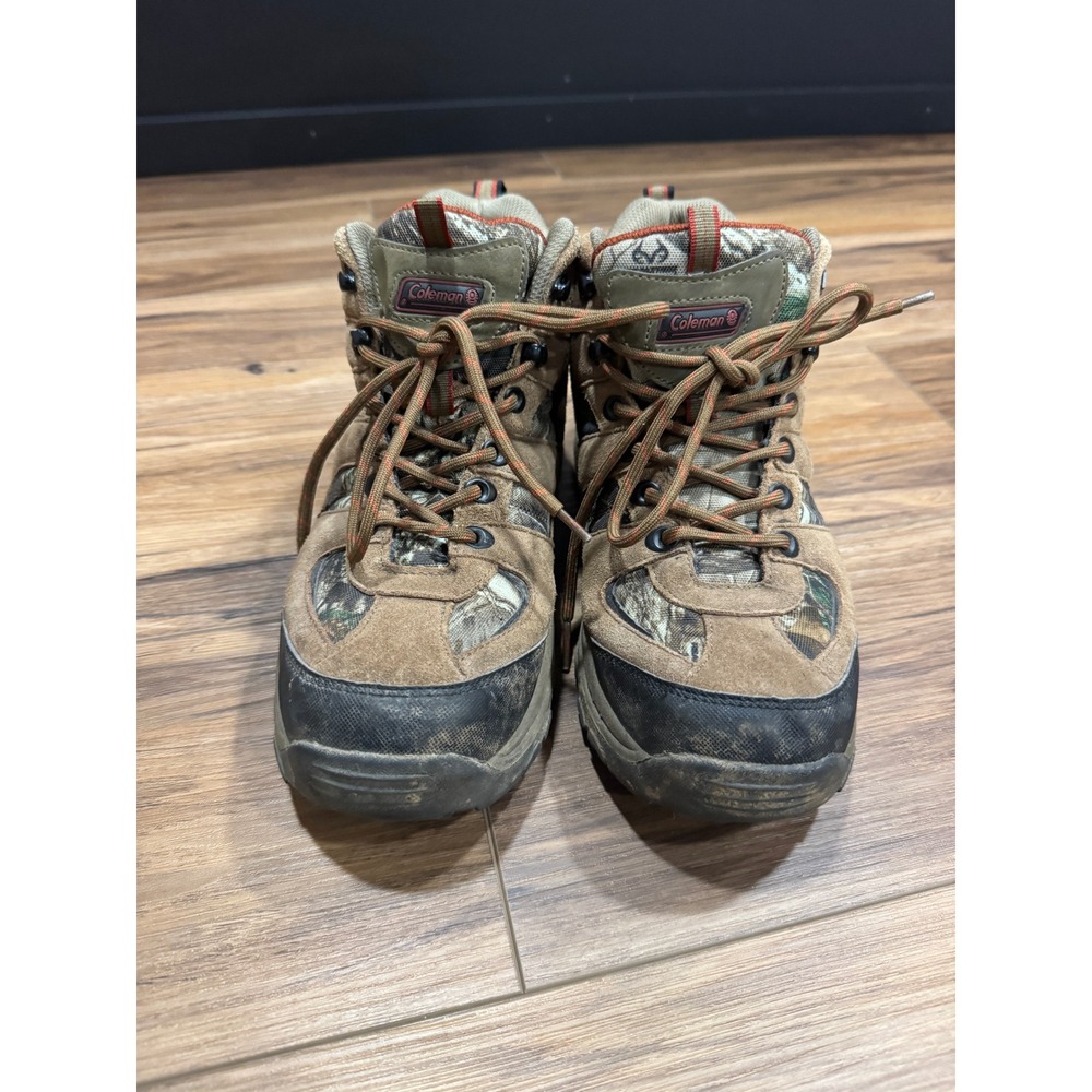 Coleman Griz Mens Hiking Boots Brown Camo Suede Leather Mid Top 77783 Size 9.5 M
